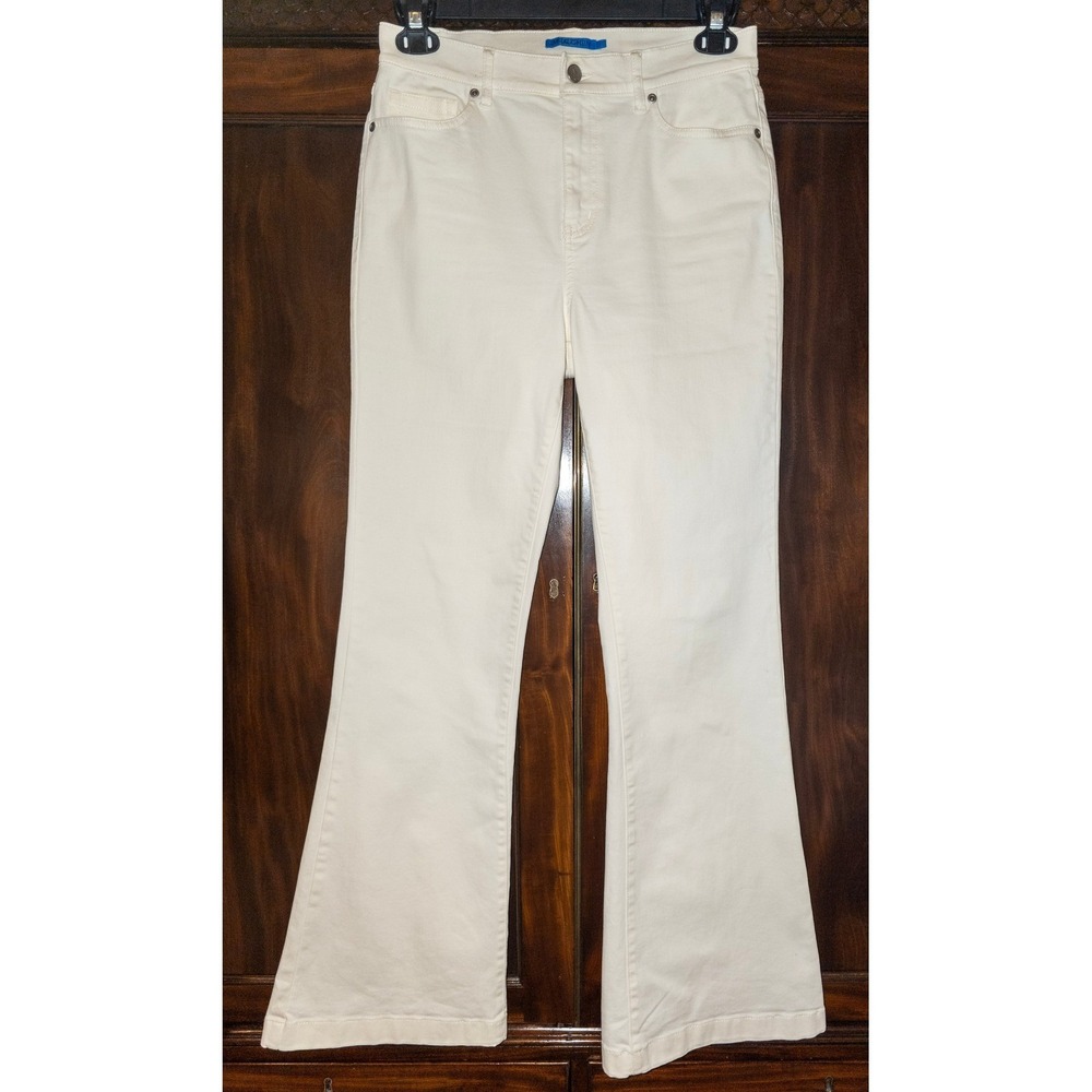 J.McLaughlin Womens High Rise Forever Flare Jeans Off-White Cream Denim Size 8